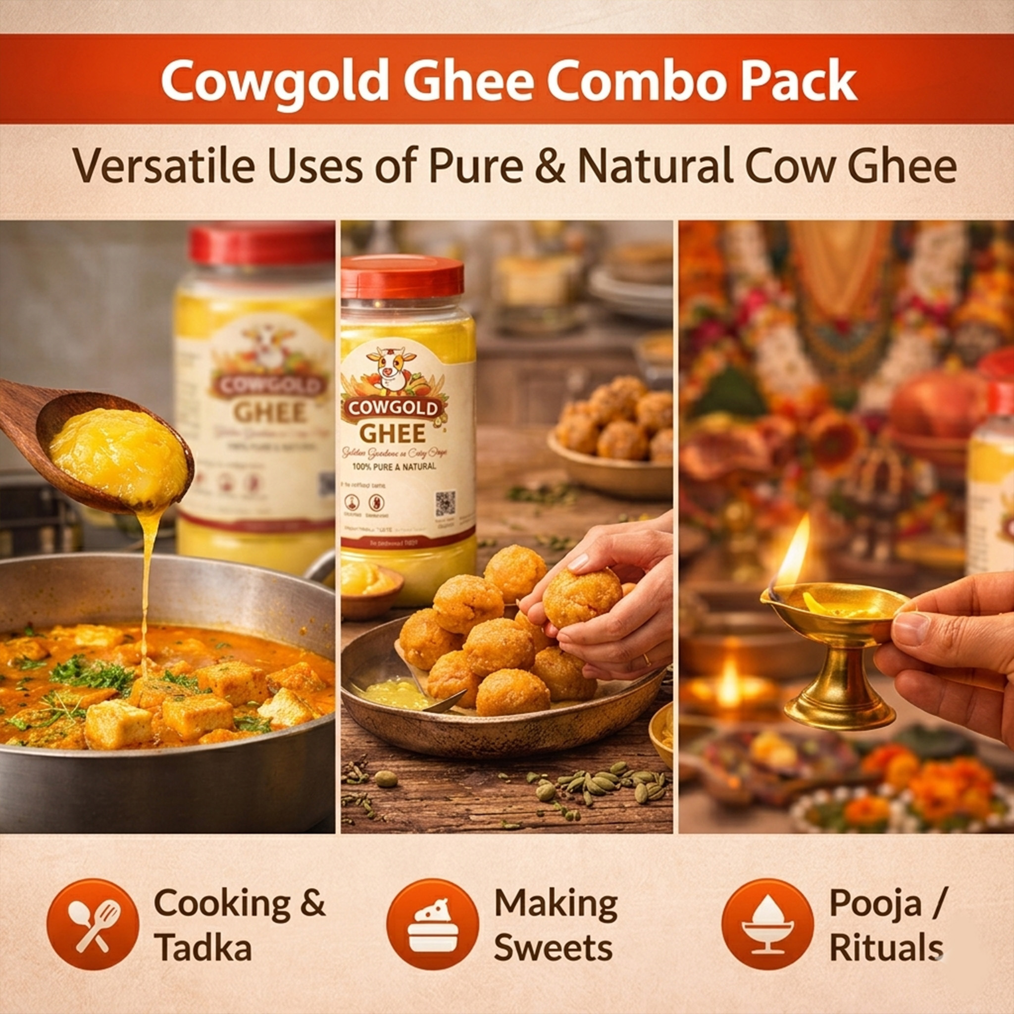 cowgold pure cow ghee 1kg – 100% natural & premium quality