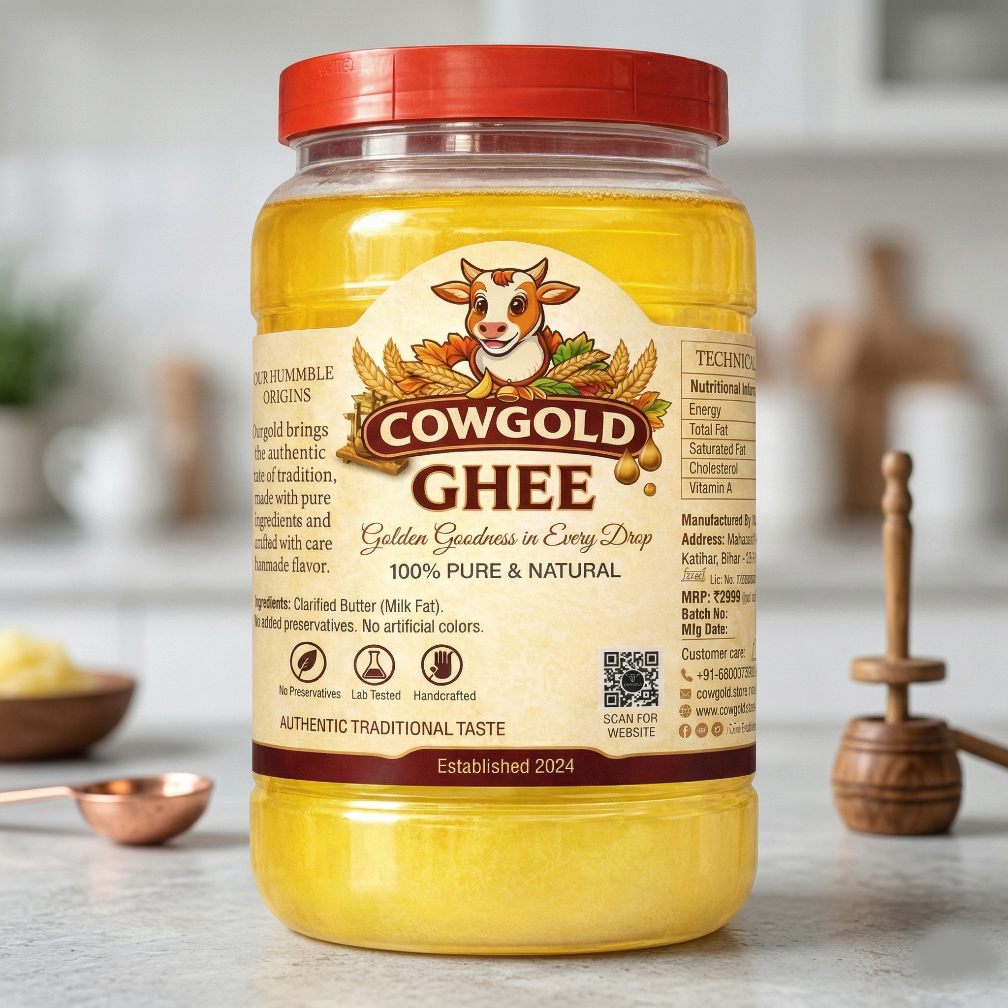 cowgold pure cow ghee 1kg – 100% natural & premium quality